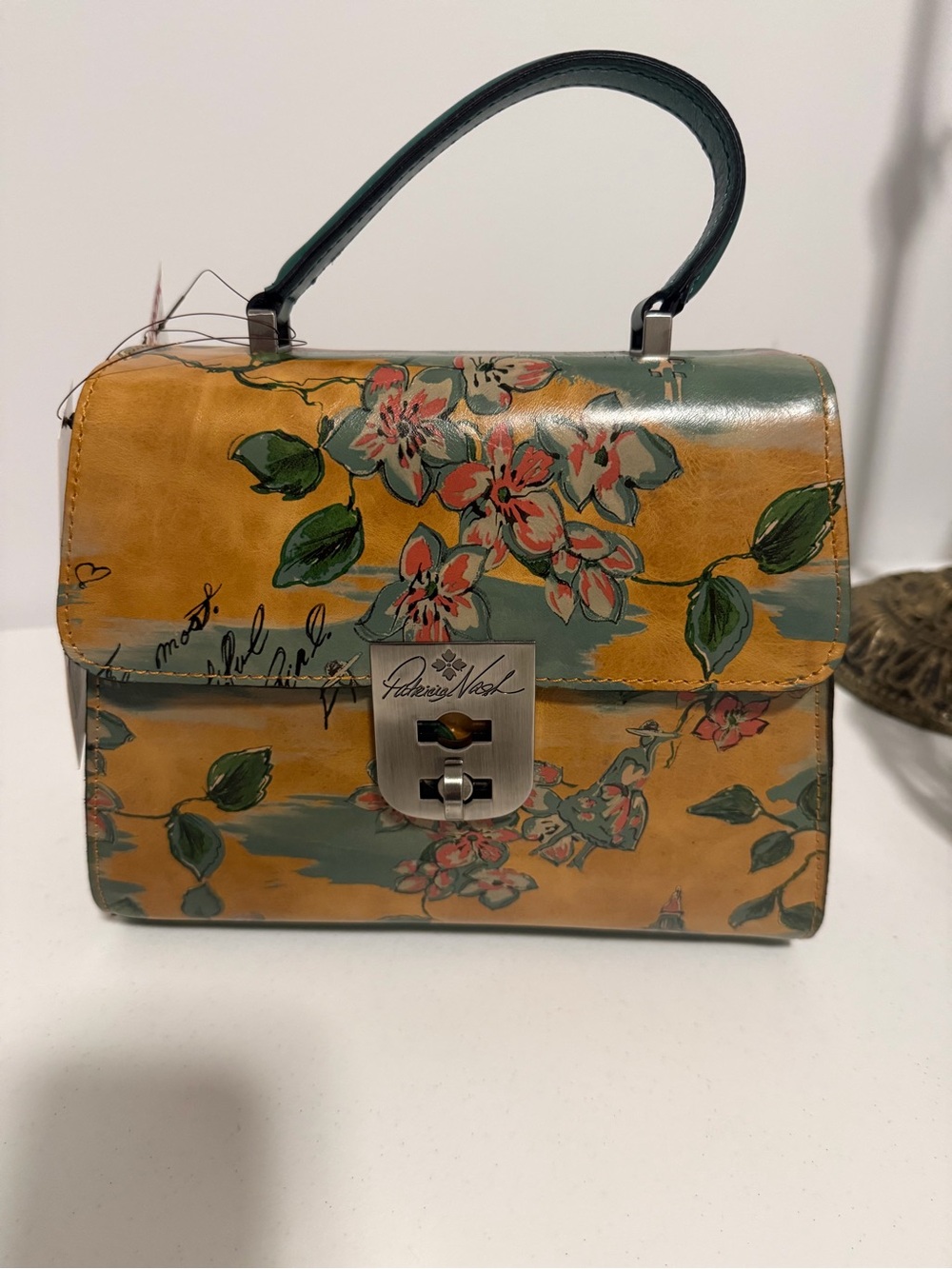 Patricia Nash Beautiful Girl Collection Floral-Print Leather Satchel Handbag NWT